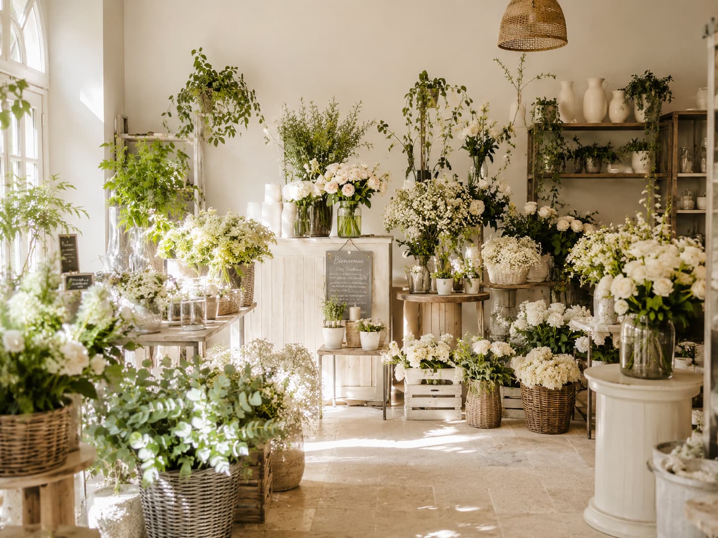 Boutique fleuriste lumineuse